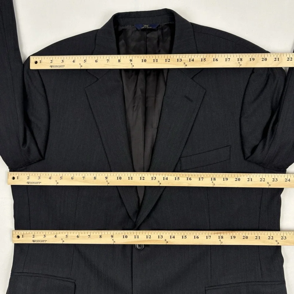 Brooks Brothers Sport Coat 46 Long 100% Lambswool Charcoal Herringbone